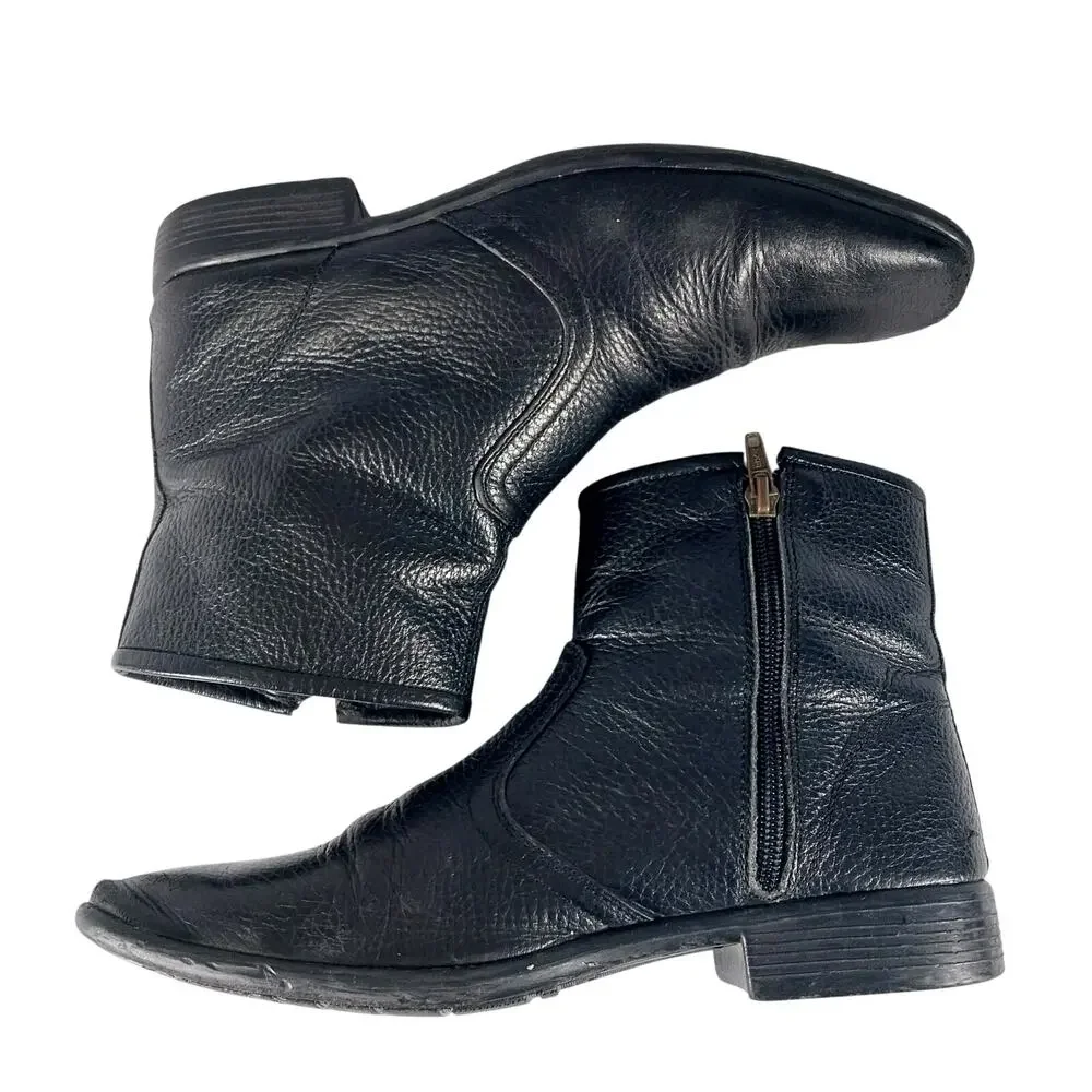 ALFARO! COLOMBIAN MADE BLACK GENUINE LEATHER NIPPED TOE ZIPPER BOOTS! SZ 7.5M